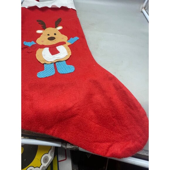 Large Christmas stocking reindeer felt red white blue dot gloves boots 34" READ - Picture 3 of 6